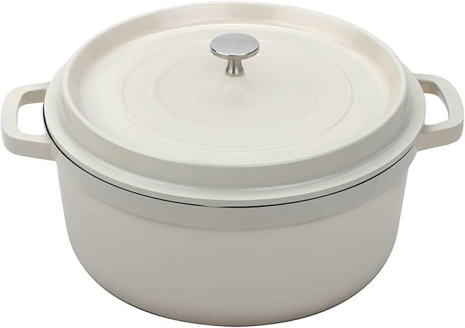 G.E.T. CA-006-AWH/BK/CC Heiss® Energy-Efficient Cast Aluminum Dutch Oven, 6.5 Quart, Round, White
