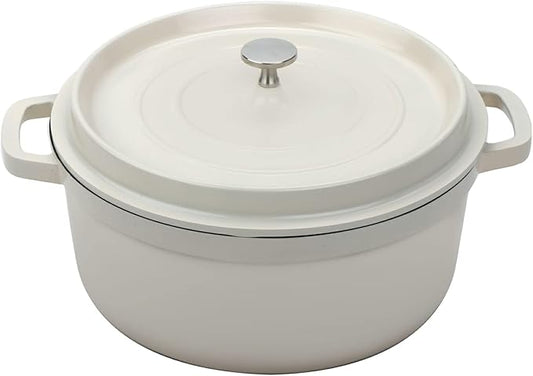 G.E.T. CA-006-AWH/BK/CC Heiss® Energy-Efficient Cast Aluminum Dutch Oven, 6.5 Quart, Round, White