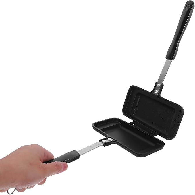 Breakfast Sandwich Maker: Double Press Frying Pan With Handle Locking Buckle - Folding Non-Stick Grill Skillet For Stovetop Egg Tortillas