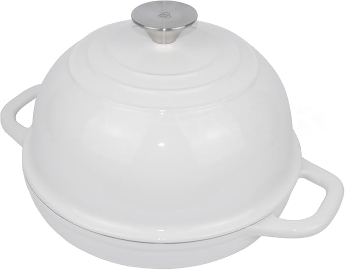 OLLAKOK Dutch Oven for Bread Baking Bread Oven for Sourdough Bread Baking, Enameled Cast Iron Dutch Oven Pot with Lid 5 qt Cast Iron Bread Pan, White