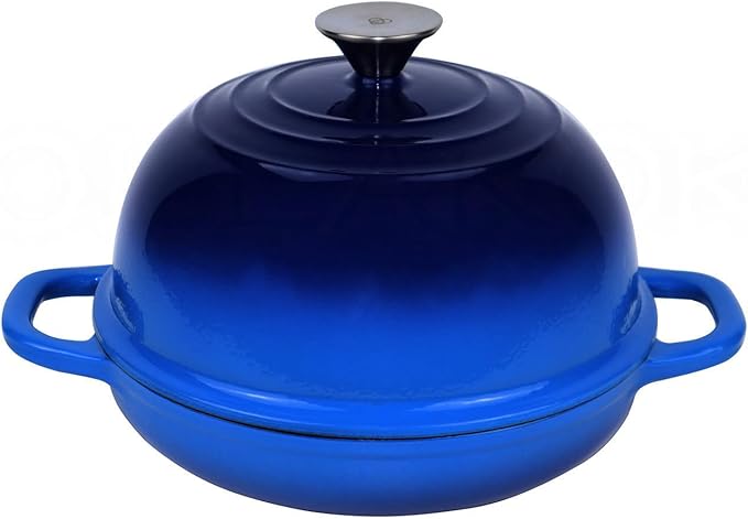 OLLAKOK Dutch Oven for Bread Baking Bread Oven for Sourdough Bread Baking, Enameled Cast Iron Dutch Oven Pot with Lid 5 qt Cast Iron Bread Pan, Blue