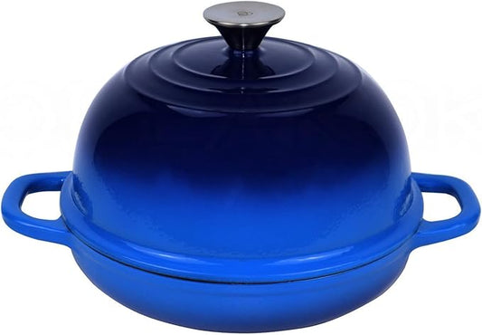 OLLAKOK Dutch Oven for Bread Baking Bread Oven for Sourdough Bread Baking, Enameled Cast Iron Dutch Oven Pot with Lid 5 qt Cast Iron Bread Pan, Blue