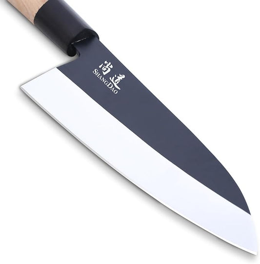 SHANGDAO 7 Inch Deba Knife - Japanese Style Forging German Steel Fish Salmon Fillet Knife with Traditional Wooden Handle
