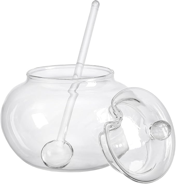 123Arts Clear Glass Sugar Bowl With Lid and Sugar Serving Spoon,8 ounces