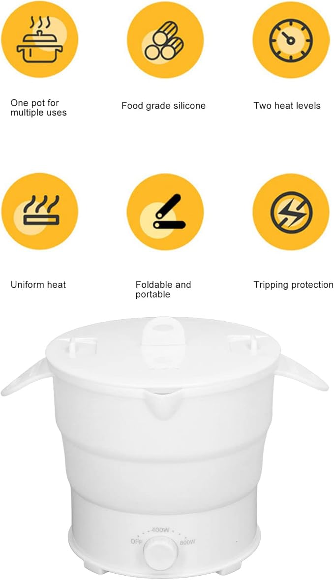 Topyond 1.2L Portable Foldable Electric Hot Pot Cooker for Home Dormitory Office Travel,Multifunctional Ramen Cooker, Compact College Essentials