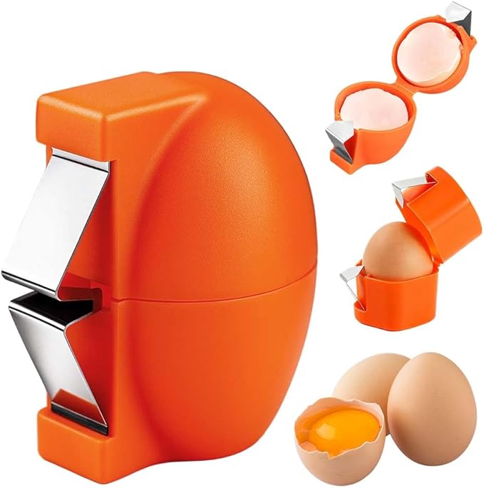 Egg Shell Opener, 2026 New Stainless Steel Egg Cracker Tool, Multifunctional Egg Opener, Eggs Separator for Raw and Hard Boiled Eggs Peeler Shell Remover to Quickly Cut Eggshells (orange 1pcs)