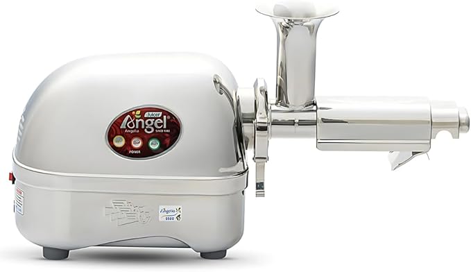 Angel Juicer AG-5500 Stainless Steel Premium Cold Press Slow Juicing Machine, SUS-304 Food Grade, 3HP Grinding Force, 82RPM Masticating Slow Juicer