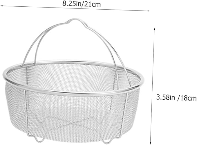 Hemoton Stainless Steel Colander with Handle, 8.26 X 7.08 X 3.58 Inch Vegetable Strainer Basket for Washing Fruits, Rinsing Rice, and Draining Pasta, Kitchen Food Strainer for Home Use