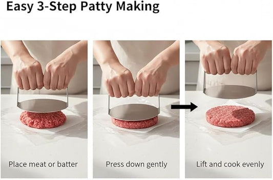 Stainless Steel Burger Press – Manual Patty Maker for Hamburgers, Sandwiches, Bacon, Pancakes