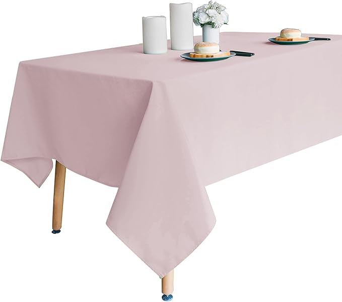 Obstal Dusty Pink Rectangle Table Cloth - Heavy Duty Water Resistance Polyester Tablecloth, Decorative Fabric Table Cover for Outdoor and Indoor Use, 60x102 Inch