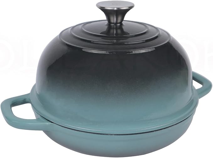 OLLAKOK Dutch Oven for Bread Baking, Enameled Cast Iron Dutch Oven Pot with Lid, Bread Oven for Sourdough Bread Baking, Cast Iron Bread Pan, 5 qt Cyan