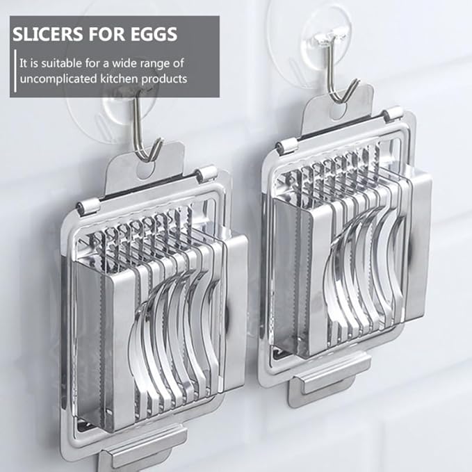 Hemoton Stainless Steel Egg Slicer 5.7 Inch Multifunctional Kitchen Cutter for Boiled Eggs Strawberries Mushrooms and More with Cutting Wires