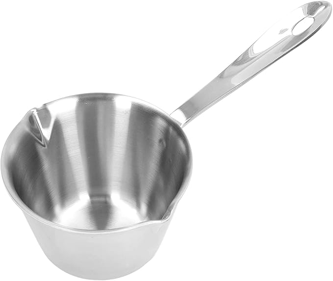 Jonlaki 304 Stainless Steel Milk Warmer Pot with Fast Heating, 2 Pour Spouts, Ideal for Melting, Chocolate, and Heating Sauces 200ML (200ML)