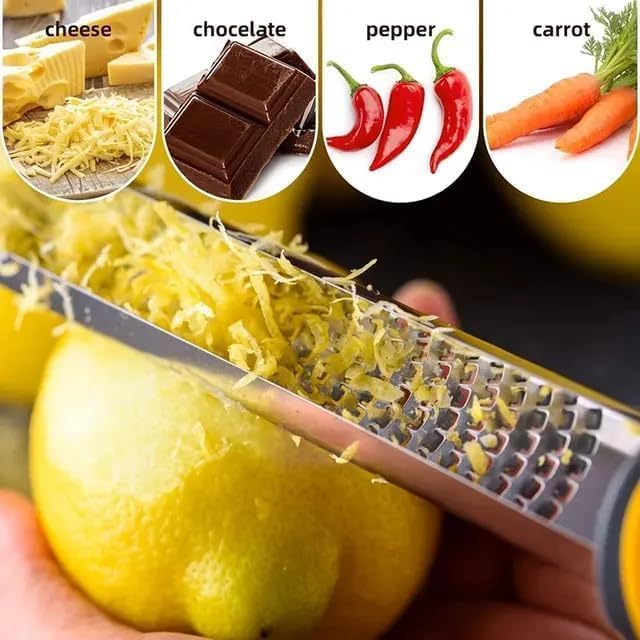 Lemon Zester Tool with Grater for Citrus, Ginger, Garlic, Nutmeg Zester Grater With Handle, Zester Having Protective Cover perfect For Lemons With Cleaning Brush.