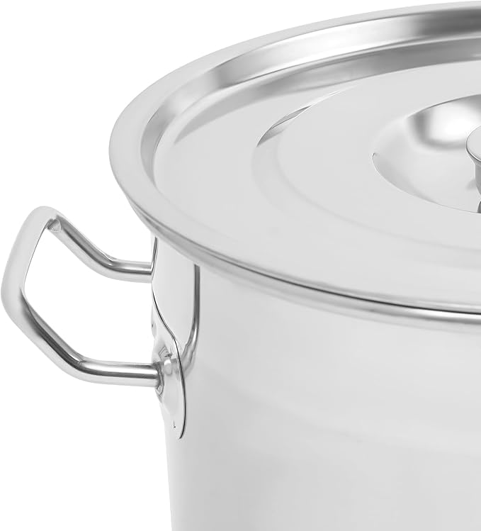 Stainless Steel Stock Pot w/Lid, Commercial Soup Cookware for Home/Restaurant/Hotels, for Stew/Simmering/Soup, Universal Stove Compatible (33L/34.8Qt.)