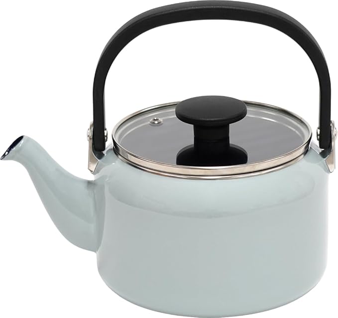 Fuji Enameled Glass Lid Kettle, 0.6 gal (2.0 L), Sky Gray AMZ-2.0K.SG