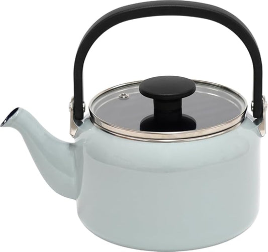 Fuji Enameled Glass Lid Kettle, 0.6 gal (2.0 L), Sky Gray AMZ-2.0K.SG