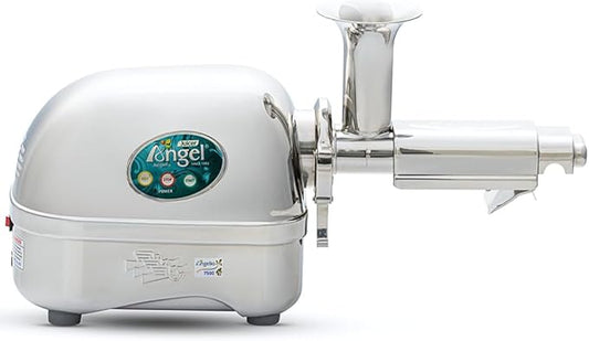 Angel Juicer AG-7500 Stainless Steel Premium Cold Press Slow Juicing Machine, SUS-304 Food Grade, Anti-Jamming Auto-Reverse Function, 10-Year Warranty
