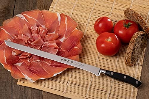 Arcos Knife/Ham Knife 12 Inch Nitrum Stainless Steel and 300 mm blade. Ergonomic Polyoxymethylene POM Handle.Series Riviera. Elegant design, along with the comfort of its handle. Color Black