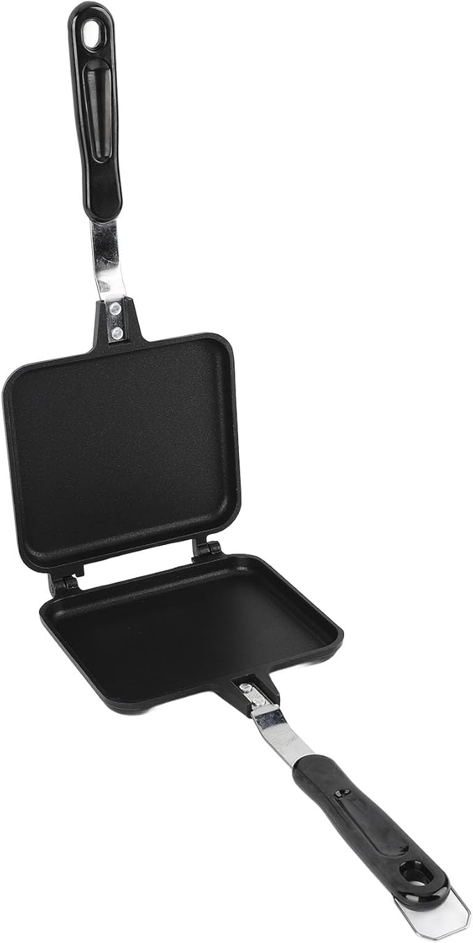 Sandwich Maker Non Stick Hot Sandwich Panini Maker with Handle Aluminum Alloy Grilled Panini Maker Frying Pan Uniform Heating Stovetop Toasted Sandwich Maker for Breakfast(Style 2)(Style 1)