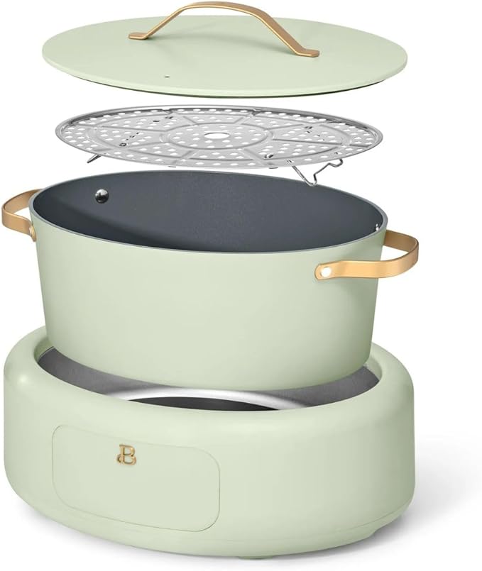 Beautiful 10-in-1 Electric Multi-Cooker, 6-Quart, Digital Display, Non-Stick Pot, One-Touch Control, 10 Cooking Functions (Sage Green)
