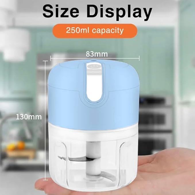 Electric Stainless Steel Garlic Chopper with 3 chopping Blades for Food Processing Meat, Vegetables, Fruits
