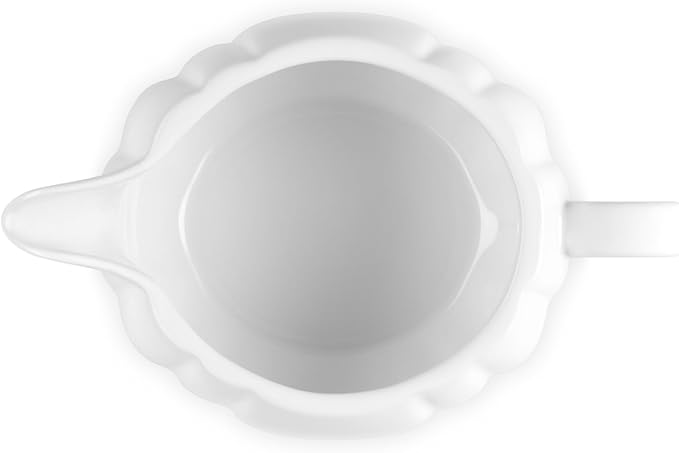 Le Creuset Stoneware Pumpkin Gravy Boat with Lid, 14 oz., White
