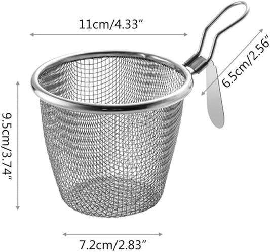 Stainless Steel Pasta Basket, Mesh Spider Food Dumpling Noodle Strainer, Fine Mesh Strainer with Handle, Food Strainers