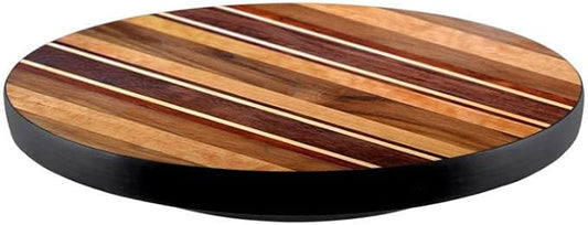 Handcrafted Custom Lazy Susan - Elegant Wood Grains, Wood End Grains, Tree Rings. Effortless Rotation, Stable Base, Ideal for Dining, Kitchen, or as a Spice Organizer (Chestnut (Wood Grain), 16 Inch)