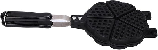Heart Shape Waffle Maker Pan - Make 5 Mini Waffles on Stovetop - Perfect for Family Breakfast, Lightweight & Compact Design for Easy Storage