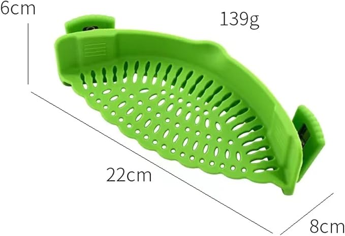 Clip On Strainer Silicone for All Pots and Pans, Pasta Strainer Clip on Food Strainer for Meat Vegetables Fruit Silicone Kitchen Colander (Black)
