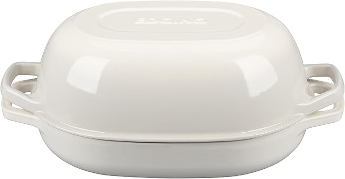 EDGING CASTING Enameled Cast Iron Oval Dutch Oven Pot with Lid, Dutch Oven for Sourdough Bread Baking, Oval Bread Pan, Bread Oven, Bread Dutch Oven, 7qt, White