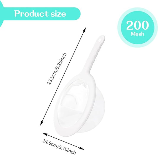 Ultra-Fine Nylon Mesh Strainers Food Yogurt Mesh Reusable Fine Sifter Sieve Plastic Colander with Handle Mini Brine Shrimp Separation Net for Filtering Juice Honey Kitchen Liquids (200Mesh)