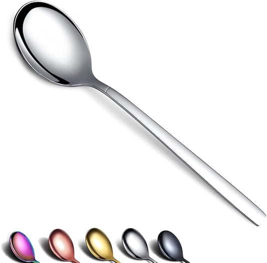 Berglander Dinner Spoon of 6, Stainless Steel Soup Spoons Silverware, Shiny Modern Soup Spoon Table Spoons Set Dishwasher Safe