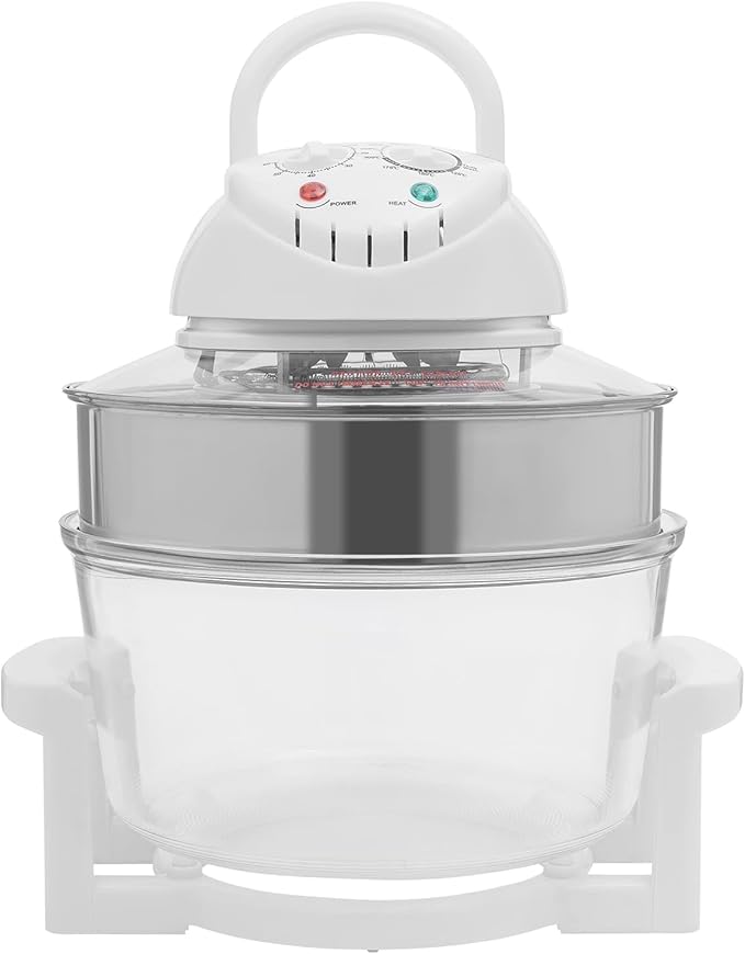 trggvvrt 17L/17.96Qt Turbo Electric Glass Air Fryer w/ 2 Grill, Electric Turbo Convection Oven Roaste, 360° Viewable Airy Fryer with Expansion Ring, Multifunction Oilless Halogen Oven