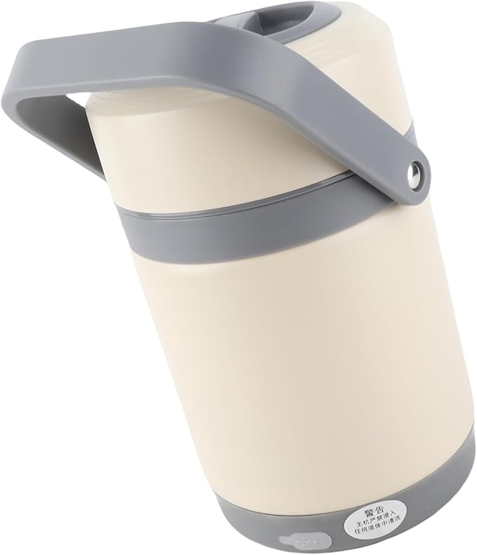 Thermal Cooker Pot, Stainless Steel Mini Portable Constant Temperature Heat Preservation Lifting Pot for Travel Camping Home Office Use (Beige)
