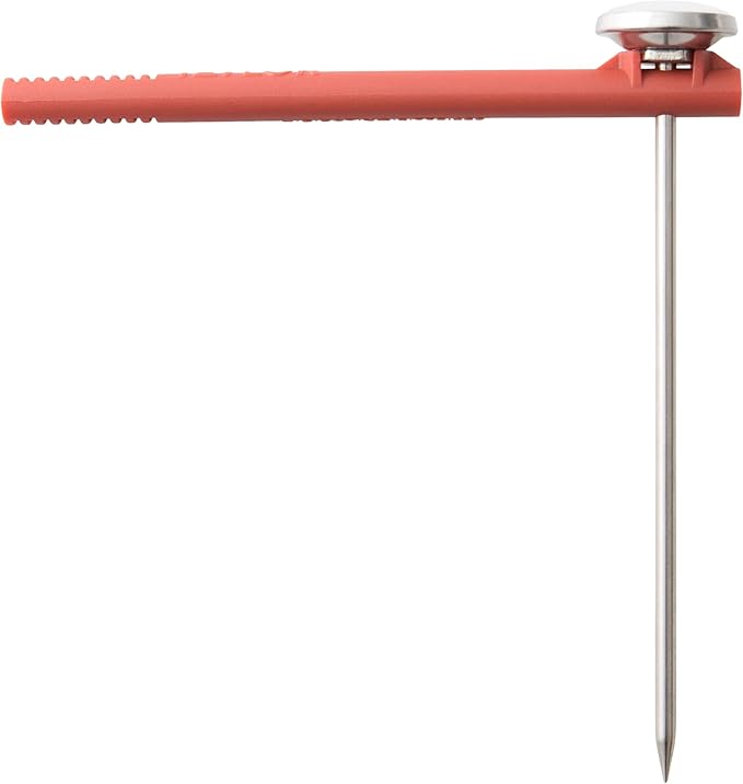 Taylor Instant Read Analog Meat Food Grill BBQ Cooking Kitchen Thermometer with Red Pocket Sleeve for Calibration, 1 inch dial, Stainless Steel