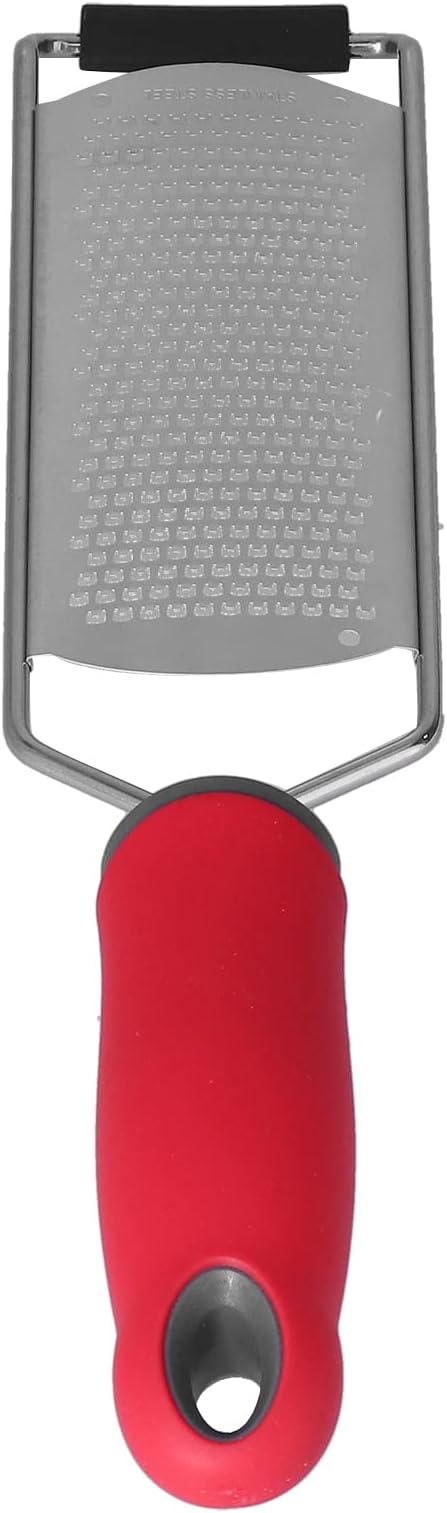 aqxreight Stainless Steel Multifunctional Cheese Grater Lemon Zester with Non Slip Handle Red (Fine Tooth planing Model)