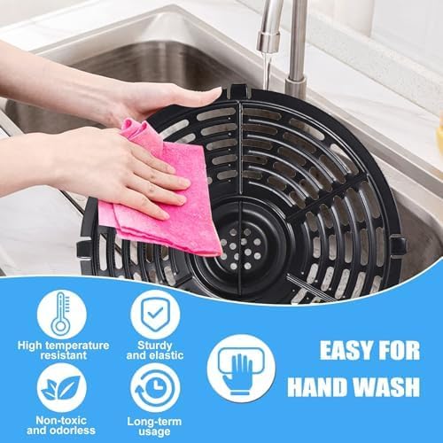 GCQ Air Fryer Grill Pan for Power XL 5QT Air fryer, 8.7'' Non-Stick Air Fryer Accessories Replacement Parts Tray Rack Grill Plate, Dishwasher Safe