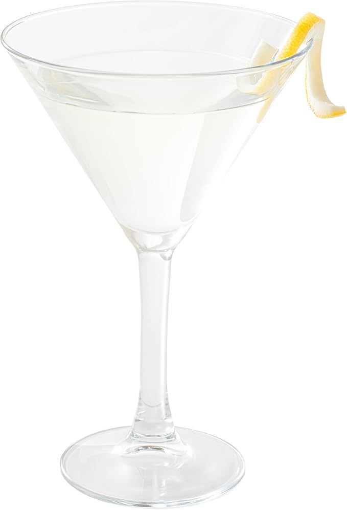Restaurantware Cascata 9 Ounce Stemmed Martini Glasses Set Of 12 Tempered Martini Glasses - Chip-Resistant Fine-Blown Glass Martini Glass Set Dishwasher-Safe For Martinis Or Cocktails