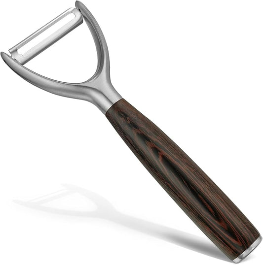 Premium Y Type 304 Stainless Steel Multifunctional Kitchen Peeler Real Wood Handle Ultra Sharp Blade Vegetable Potato Apple(Wenge)