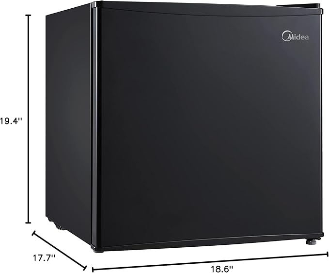Midea WHS-65LB1 Compact Single Reversible Door Refrigerator, 1.6 Cubic Feet(0.045 Cubic Meter), Black