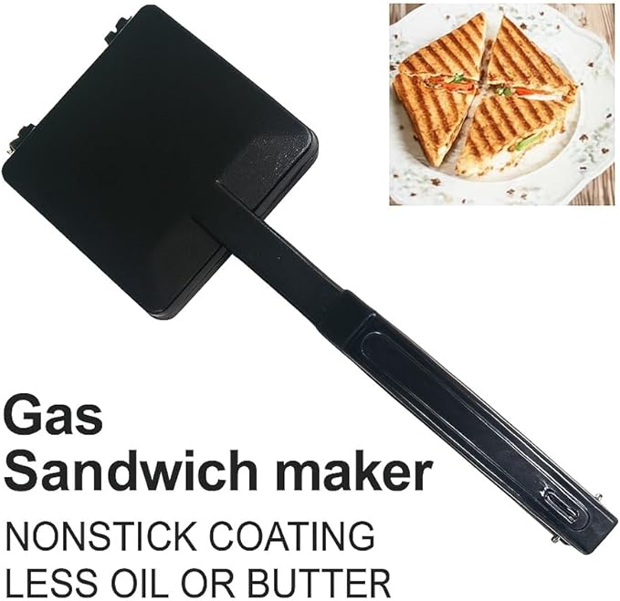 Sandwich Maker Stovetop Toaster Panini Maker Hot Regular Sandwich Non-Stick Aluminum Gas Toaster Heat-Resistant Handles 2 Slice Sandwich Maker