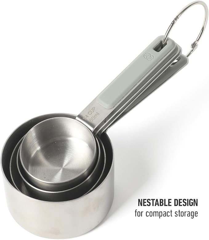 Calphalon Prime 4 Piece Stainless Steel Measuring Cups W/Taupe Silicone Handles