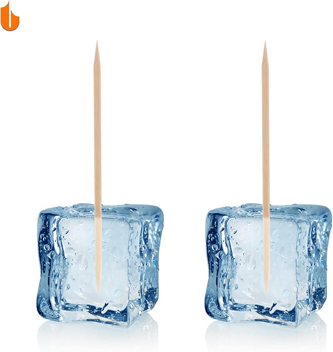 Urbanstrive Sturdy Safe Toothpick Holder with 800 Natural Wood Toothpicks for Teeth Cleaning, Unique Home Design Decoration, Unusual Gift, 2 Pack (Blue)