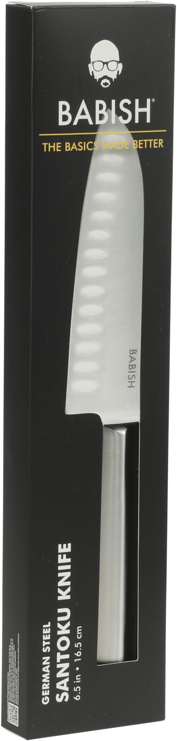 Babish 6.5-Inch Santoku Knife – High-Carbon 1.4116 German Steel Kitchen Knife, Full-Tang Razor Sharp Blade for Chopping, Slicing, Dicing & Precision Prep
