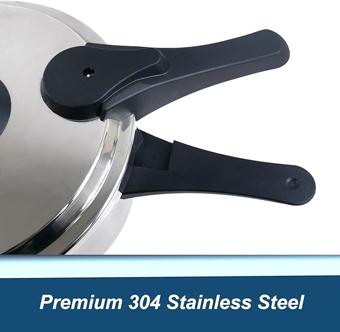 XINFU Heavy Duty 304 Stainless Steel Pressure Cooker 10.6 Quart for Big Family, Standard & Fast Mode, Multi-Safety, Even-Heat Patented Base, Compatible with Gas, Electric, Ceramic and Induction Stoves
