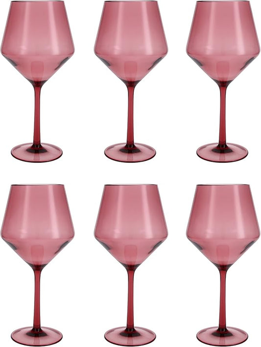 Fortessa Sole Outdoor Shatter Resistant BPA Free Premium Copolyester Plastic Drinkware 6 Pack, Rose Red, Cabernet Glass