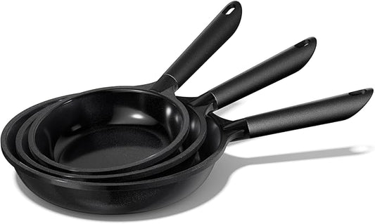 SAMFZ Ceramic Nonstick Frying Pan, Non Toxic Pan for Cooking, 8" 9.5" and 11" Frying Pan Skillet Set PFAS & PTFE & PFOA Free, Dishwasher Safe, Compatible with All Stovetops