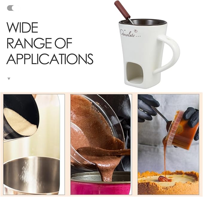 Garneck 2 Sets Chocolate Fondue Mugs: Ceramic Multifunctional Pot for Hot Chocolate Cheese Caramel & Butter Porcelain Melt Fondue Crucible Ideal Gift for Family Fridens